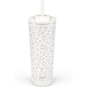 imageZak Designs Squishmallows Straw Tumbler for Travel or At Home 24oz Stainless Steel with Vacuum Insulation and NonSkid Base SquishmallowsLinen Leopard