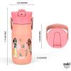 imageZak Designs Harmony Hello Kitty 20oz Water Bottle for Travel or At Home Recycled Stainless Steel is LeakProof When Closed and Vacuum Insulated with Straw Lid and Carry HandleDisney Princess Ariel  Mulan  Moana  Cinderella