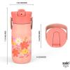 imageZak Designs Harmony Hello Kitty 20oz Water Bottle for Travel or At Home Recycled Stainless Steel is LeakProof When Closed and Vacuum Insulated with Straw Lid and Carry HandleFlower