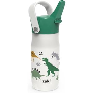 imageZak Designs Harmony Hello Kitty 20oz Water Bottle for Travel or At Home Recycled Stainless Steel is LeakProof When Closed and Vacuum Insulated with Straw Lid and Carry HandleDinosaur
