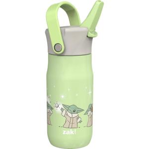 imageZak Designs Harmony Hello Kitty 20oz Water Bottle for Travel or At Home Recycled Stainless Steel is LeakProof When Closed and Vacuum Insulated with Straw Lid and Carry HandleBaby Yoda Grogu
