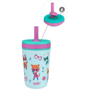 imageZak Designs SuperKitties Kelso Toddler Cups For Travel or At Home 12oz Vacuum Insulated Stainless Steel Sippy Cup With LeakProof Design is Perfect For Kids Ginny Sparks Buddy Bitsy