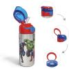 imageZak Designs Marvel Comics Durable Single Wall Stainless Steel Water Bottle with PushButton Flip Lid LeakProof Design is Perfect for Outdoor Sports 195oz BPA Free 195 oz Avengers