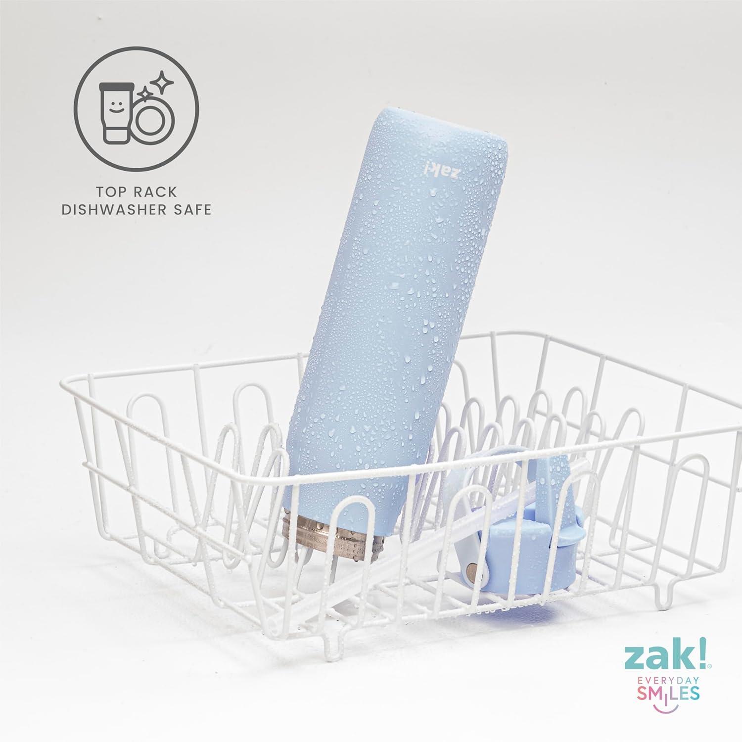 imageZak Designs Harmony Water Bottle for Travel or At Home 32oz Stainless Steel is LeakProof When Closed and Vacuum Insulated with Straw Lid and Carry Handle Provence BlueProvence Blue
