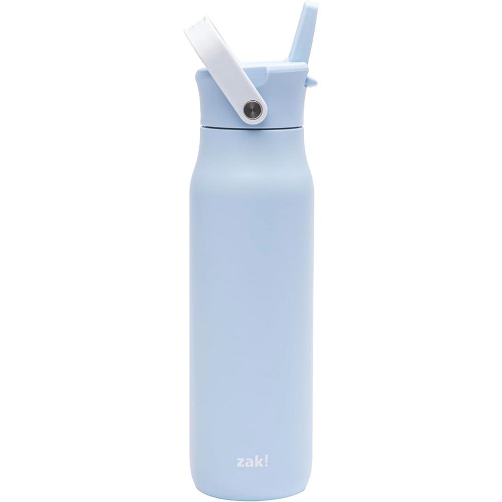 imageZak Designs Harmony Water Bottle for Travel or At Home 32oz Stainless Steel is LeakProof When Closed and Vacuum Insulated with Straw Lid and Carry Handle Provence BlueProvence Blue