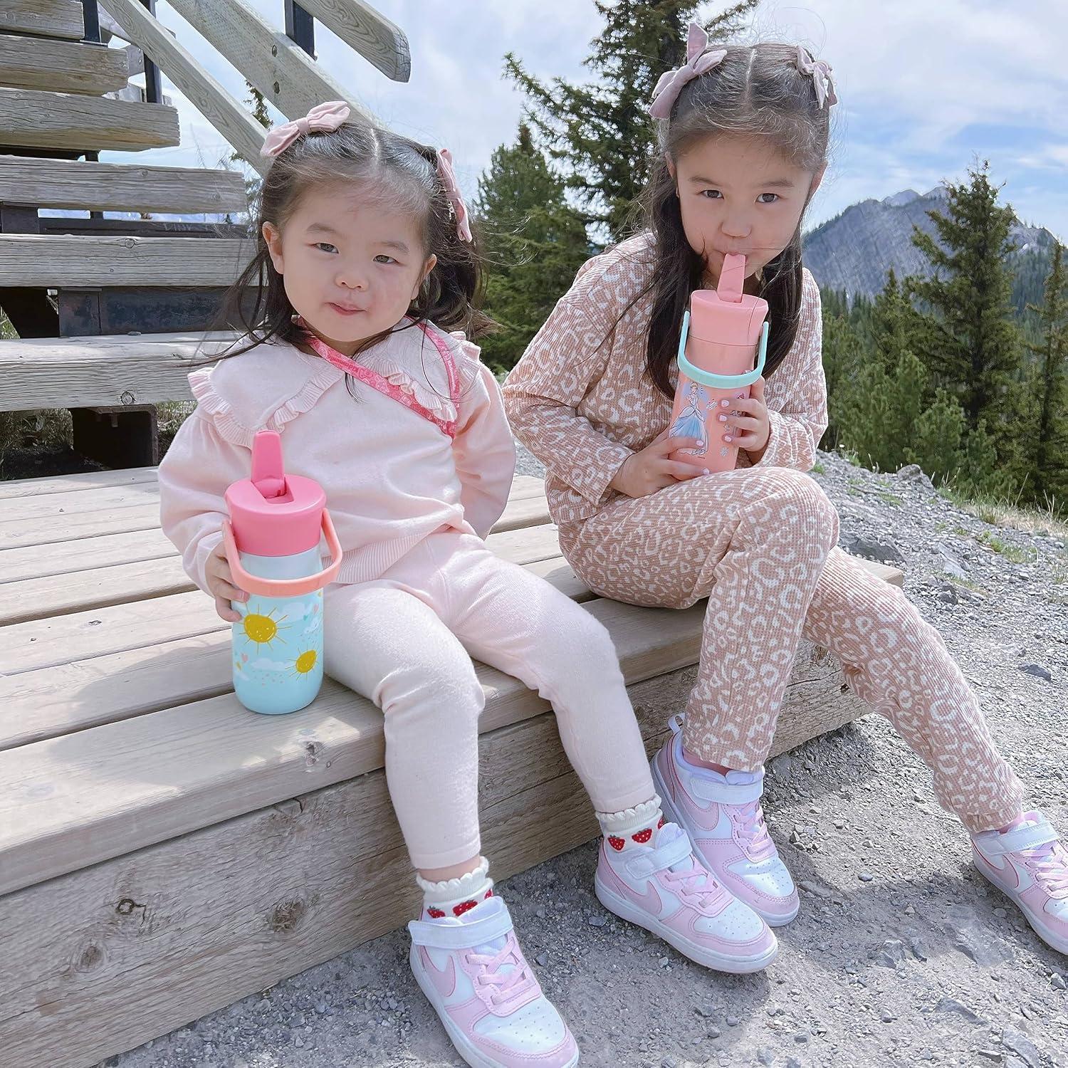 imageZak Designs Harmony Water Bottle Benefiting St Jude For Travel or At Home 32oz Stainless Steel is LeakProof When Closed and Vacuum Insulated with Straw Lid and Carry Handle Purple OmbreDisney Princess Ariel  Mulan  Moana  Cinderella
