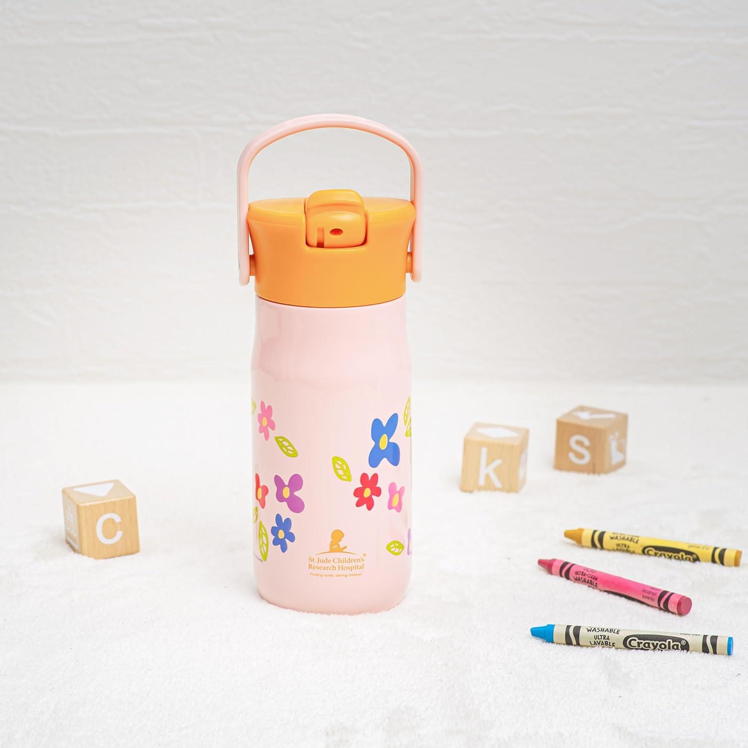 imageZak Designs Harmony Water Bottle Benefiting St Jude For Travel or At Home 32oz Stainless Steel is LeakProof When Closed and Vacuum Insulated with Straw Lid and Carry Handle Purple OmbreSt Jude Floral