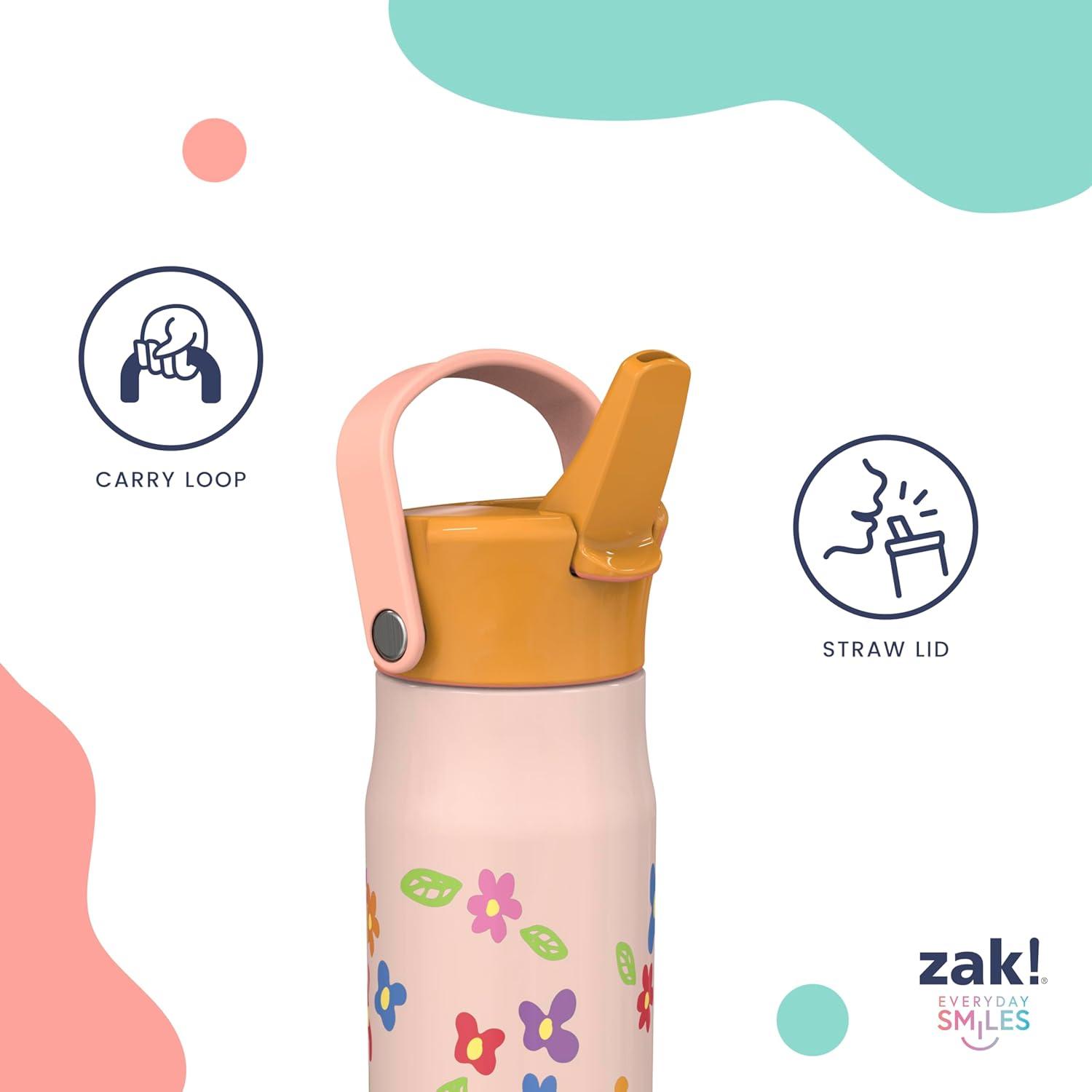imageZak Designs Harmony Water Bottle Benefiting St Jude For Travel or At Home 32oz Stainless Steel is LeakProof When Closed and Vacuum Insulated with Straw Lid and Carry Handle Purple OmbreSt Jude Floral