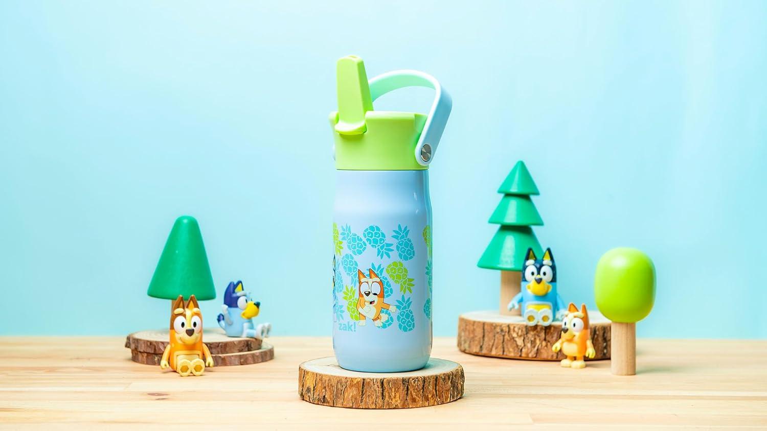 imageZak Designs Harmony Water Bottle Benefiting St Jude For Travel or At Home 32oz Stainless Steel is LeakProof When Closed and Vacuum Insulated with Straw Lid and Carry Handle Purple OmbreBluey Bluey  Bingo  Muffin