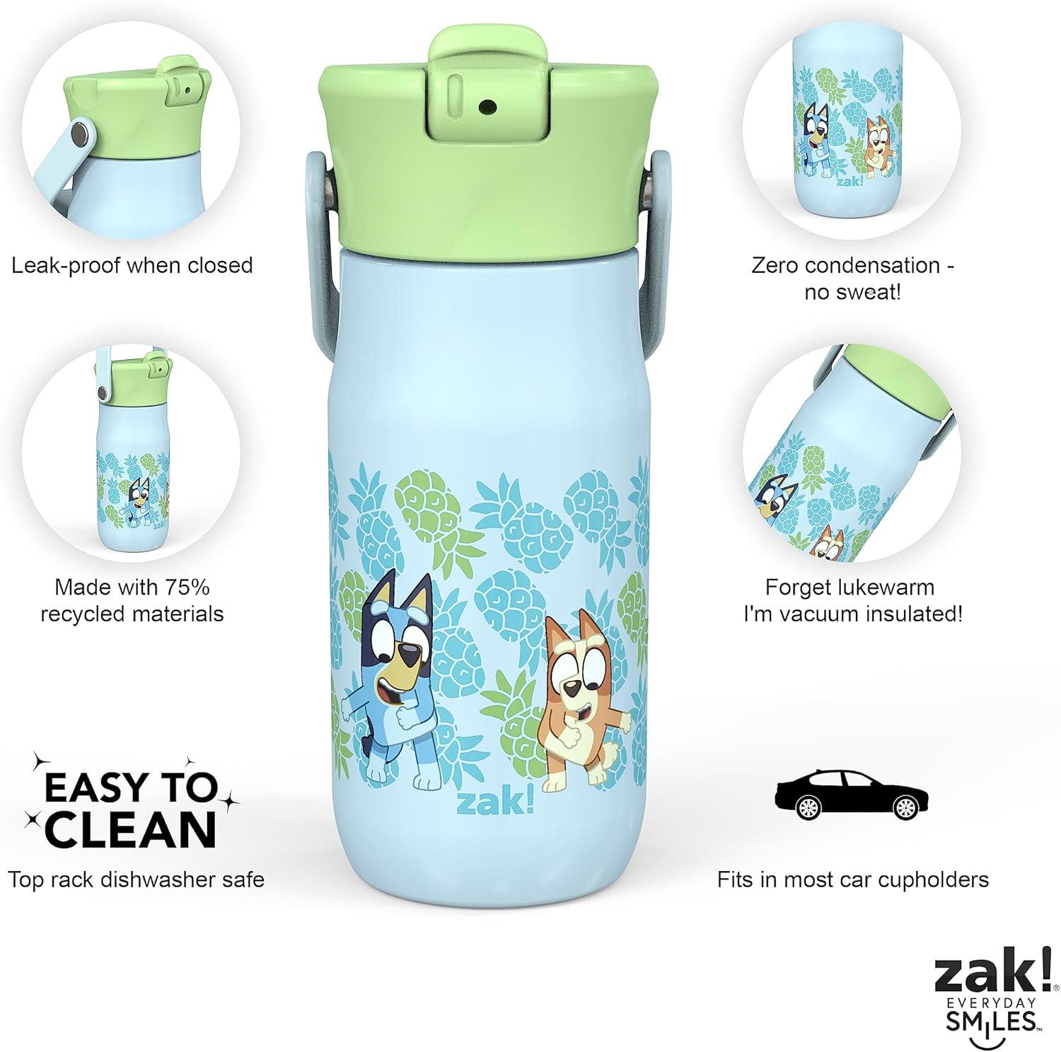 imageZak Designs Harmony Water Bottle Benefiting St Jude For Travel or At Home 32oz Stainless Steel is LeakProof When Closed and Vacuum Insulated with Straw Lid and Carry Handle Purple OmbreBluey Bluey  Bingo  Muffin