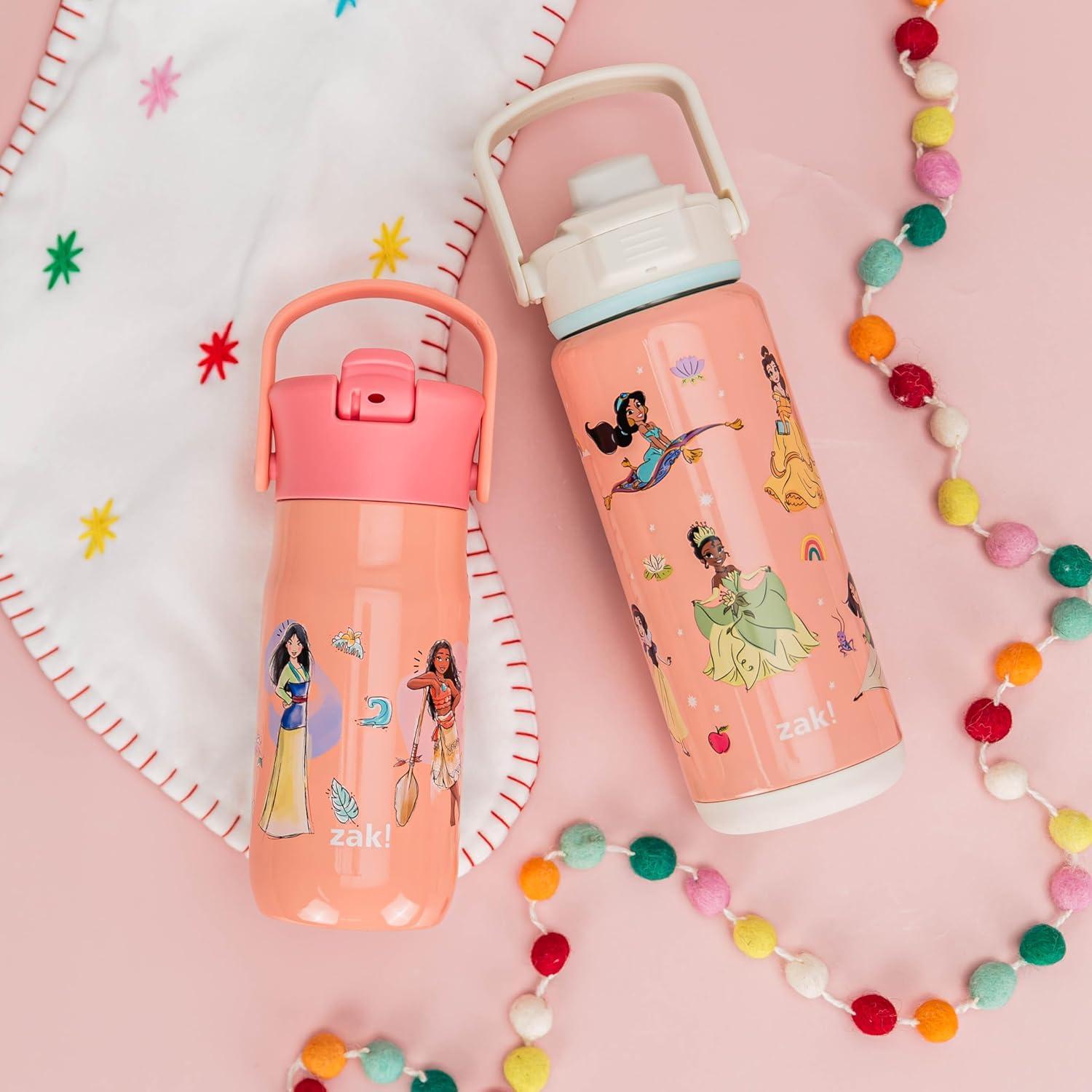 imageZak Designs Harmony Water Bottle Benefiting St Jude For Travel or At Home 32oz Stainless Steel is LeakProof When Closed and Vacuum Insulated with Straw Lid and Carry Handle Purple OmbreDisney Princess Ariel  Mulan  Moana  Cinderella
