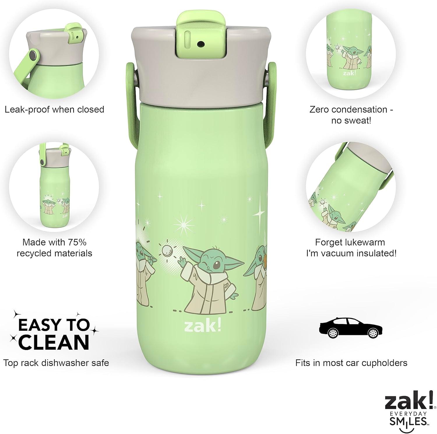 imageZak Designs Harmony Water Bottle Benefiting St Jude For Travel or At Home 32oz Stainless Steel is LeakProof When Closed and Vacuum Insulated with Straw Lid and Carry Handle Purple OmbreBaby Yoda Grogu