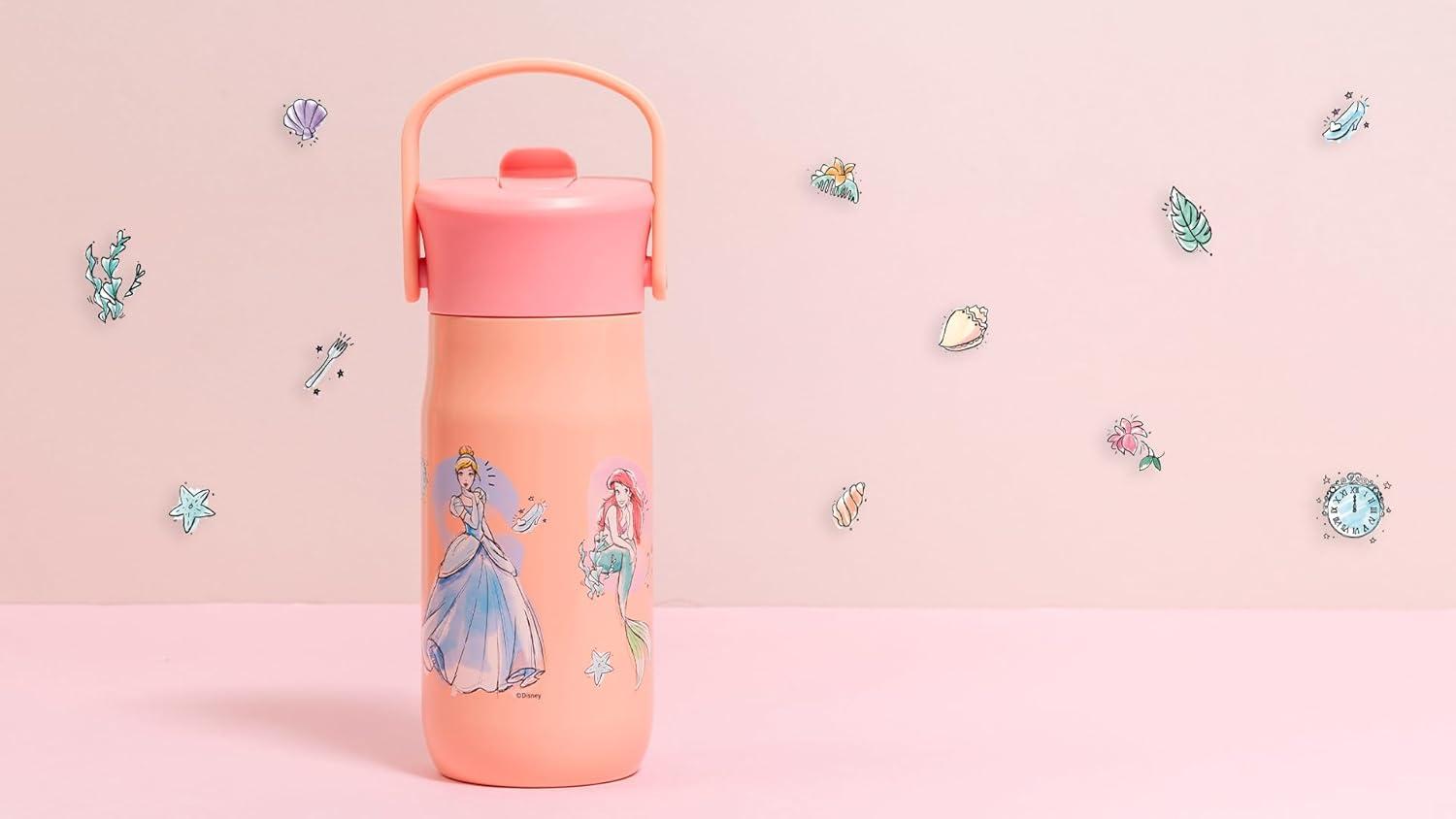 imageZak Designs Harmony Water Bottle Benefiting St Jude For Travel or At Home 32oz Stainless Steel is LeakProof When Closed and Vacuum Insulated with Straw Lid and Carry Handle Purple OmbreDisney Princess Ariel  Mulan  Moana  Cinderella