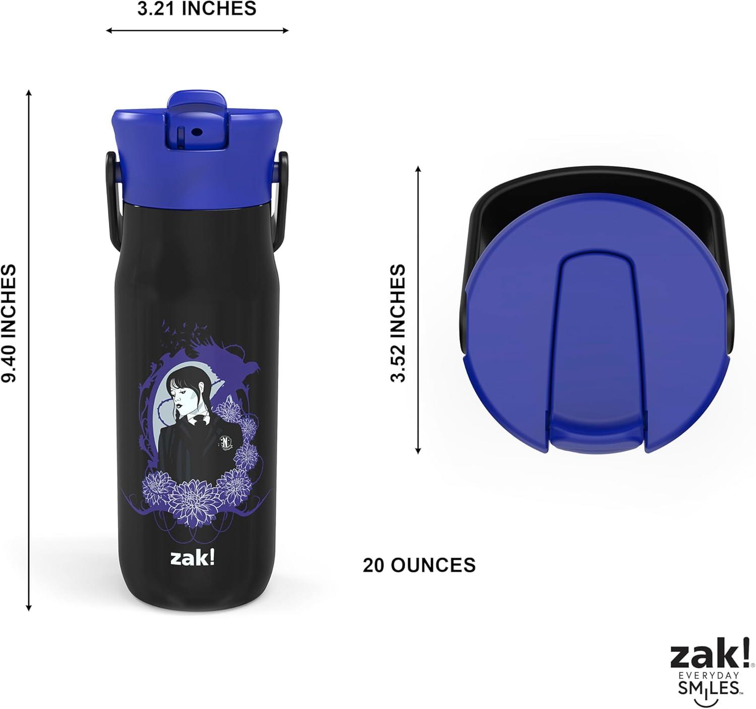 imageZak Designs Harmony Water Bottle Benefiting St Jude For Travel or At Home 32oz Stainless Steel is LeakProof When Closed and Vacuum Insulated with Straw Lid and Carry Handle Purple OmbreWednesday Addams