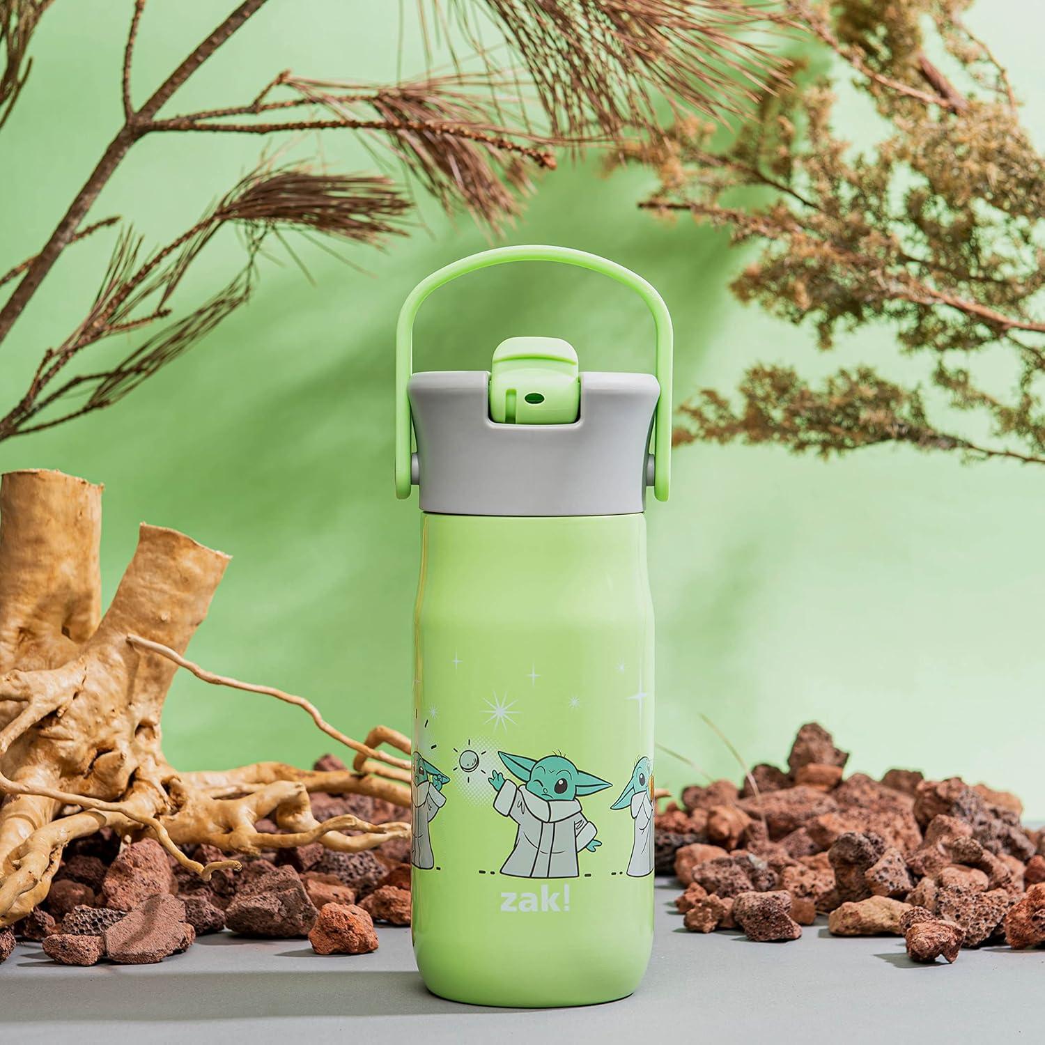 imageZak Designs Harmony Water Bottle Benefiting St Jude For Travel or At Home 32oz Stainless Steel is LeakProof When Closed and Vacuum Insulated with Straw Lid and Carry Handle Purple OmbreBaby Yoda Grogu