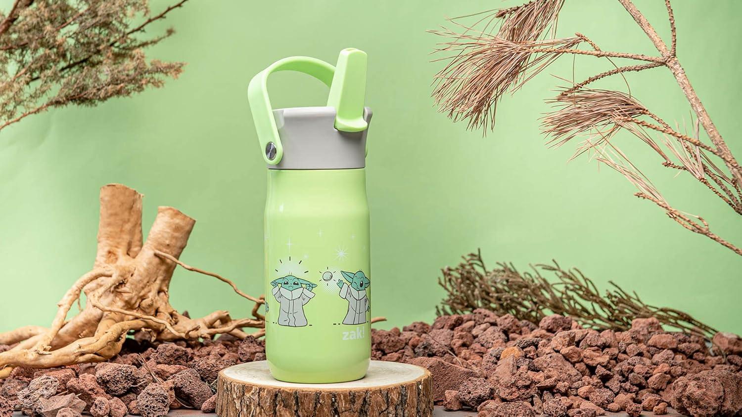 imageZak Designs Harmony Water Bottle Benefiting St Jude For Travel or At Home 32oz Stainless Steel is LeakProof When Closed and Vacuum Insulated with Straw Lid and Carry Handle Purple OmbreBaby Yoda Grogu