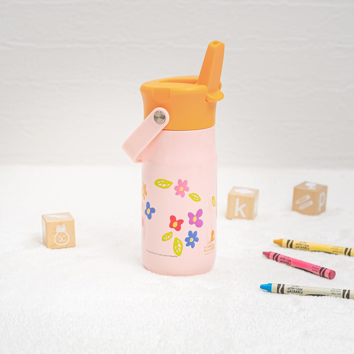 imageZak Designs Harmony Water Bottle Benefiting St Jude For Travel or At Home 32oz Stainless Steel is LeakProof When Closed and Vacuum Insulated with Straw Lid and Carry Handle Purple OmbreSt Jude Floral