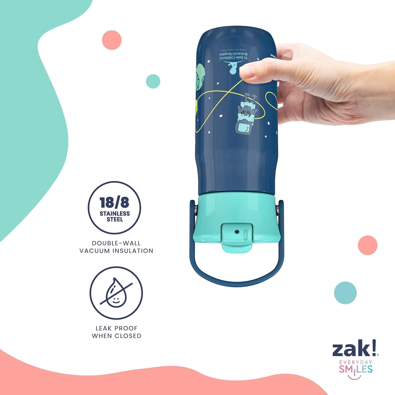 imageZak Designs Harmony Water Bottle Benefiting St Jude For Travel or At Home 32oz Stainless Steel is LeakProof When Closed and Vacuum Insulated with Straw Lid and Carry Handle Purple OmbreSt Jude Floral