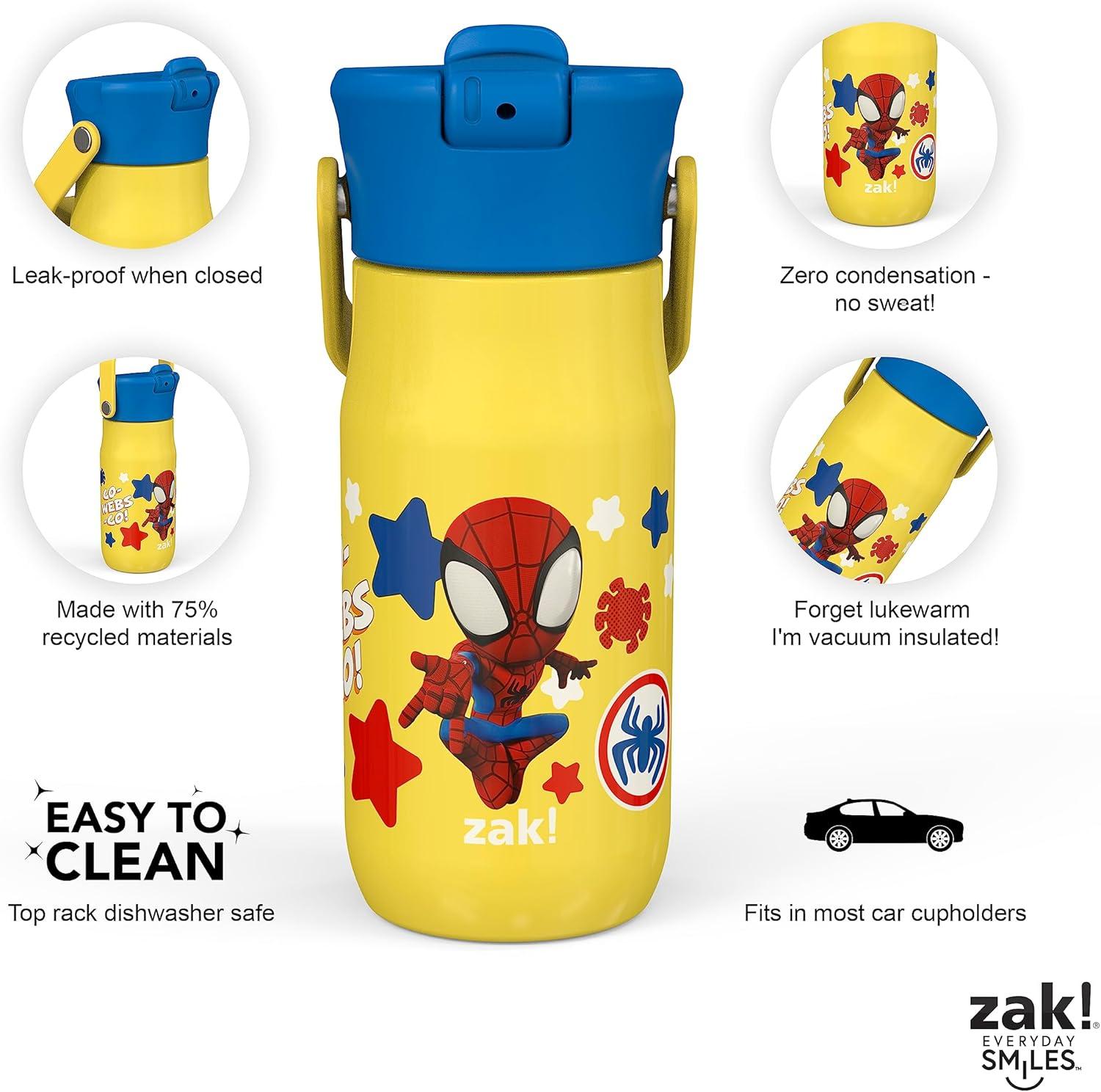 imageZak Designs Harmony Water Bottle Benefiting St Jude For Travel or At Home 32oz Stainless Steel is LeakProof When Closed and Vacuum Insulated with Straw Lid and Carry Handle Purple OmbreSpiderman