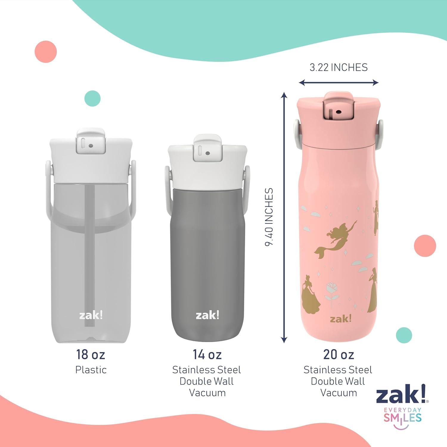 imageZak Designs Harmony Water Bottle Benefiting St Jude For Travel or At Home 32oz Stainless Steel is LeakProof When Closed and Vacuum Insulated with Straw Lid and Carry Handle Purple OmbreDisney Princess Ariel  Aurora  Belle  Cinderella  Jasmine  Moana  Rapunzel  Tiana