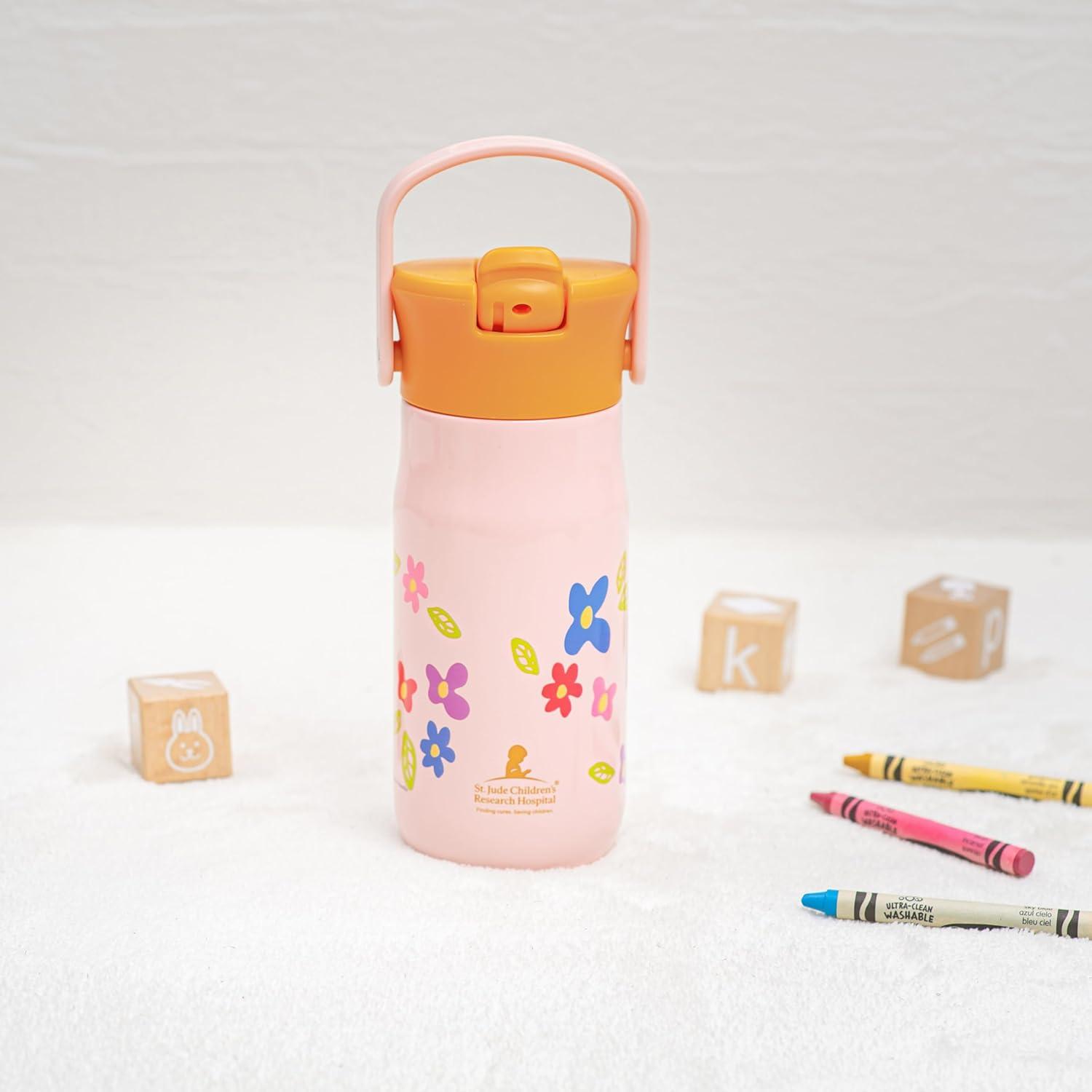 imageZak Designs Harmony Water Bottle Benefiting St Jude For Travel or At Home 32oz Stainless Steel is LeakProof When Closed and Vacuum Insulated with Straw Lid and Carry Handle Purple OmbreSt Jude Floral