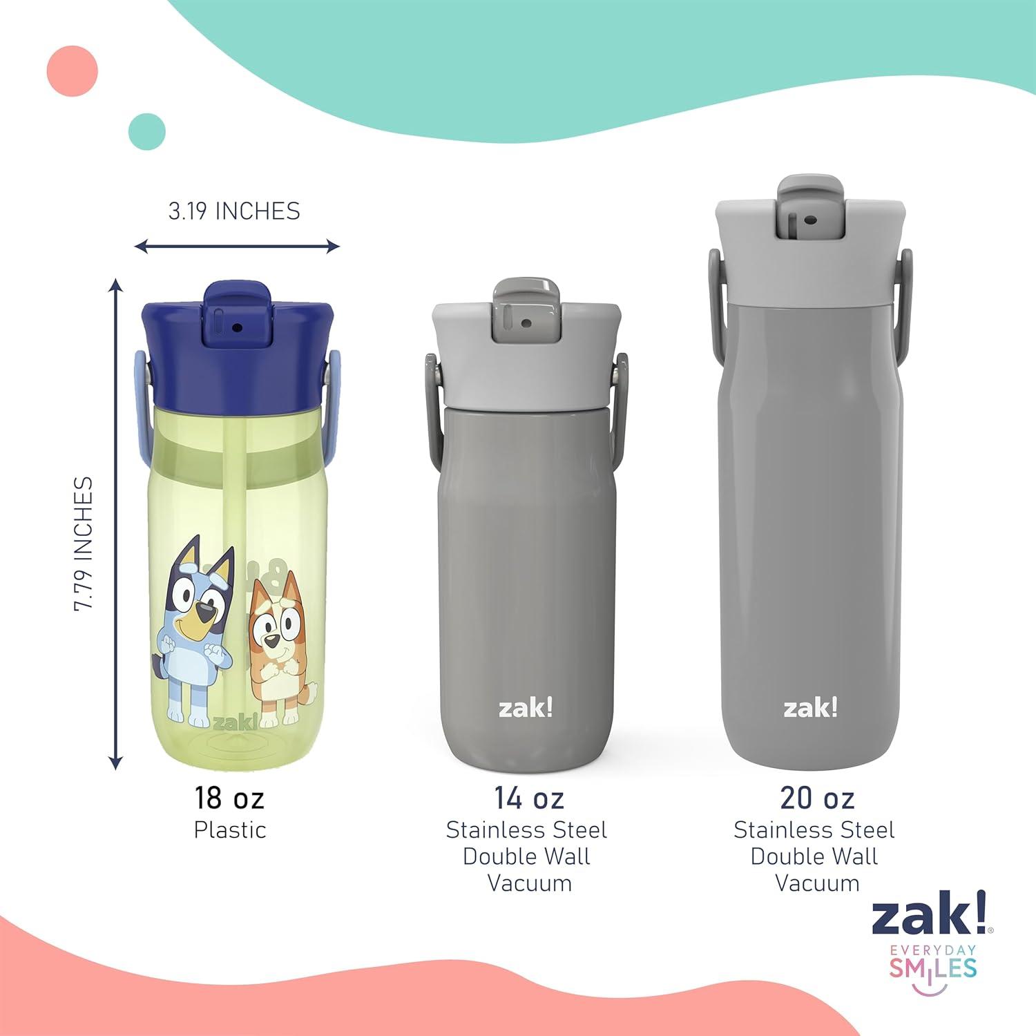 imageZak Designs Harmony Water Bottle Benefiting St Jude For Travel or At Home 32oz Stainless Steel is LeakProof When Closed and Vacuum Insulated with Straw Lid and Carry Handle Purple OmbreBluey and Bingo