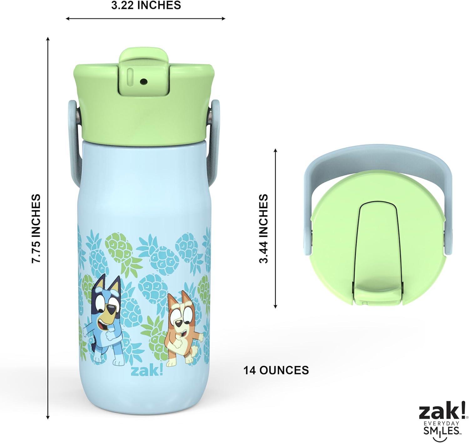imageZak Designs Harmony Water Bottle Benefiting St Jude For Travel or At Home 32oz Stainless Steel is LeakProof When Closed and Vacuum Insulated with Straw Lid and Carry Handle Purple OmbreBluey Bluey  Bingo  Muffin