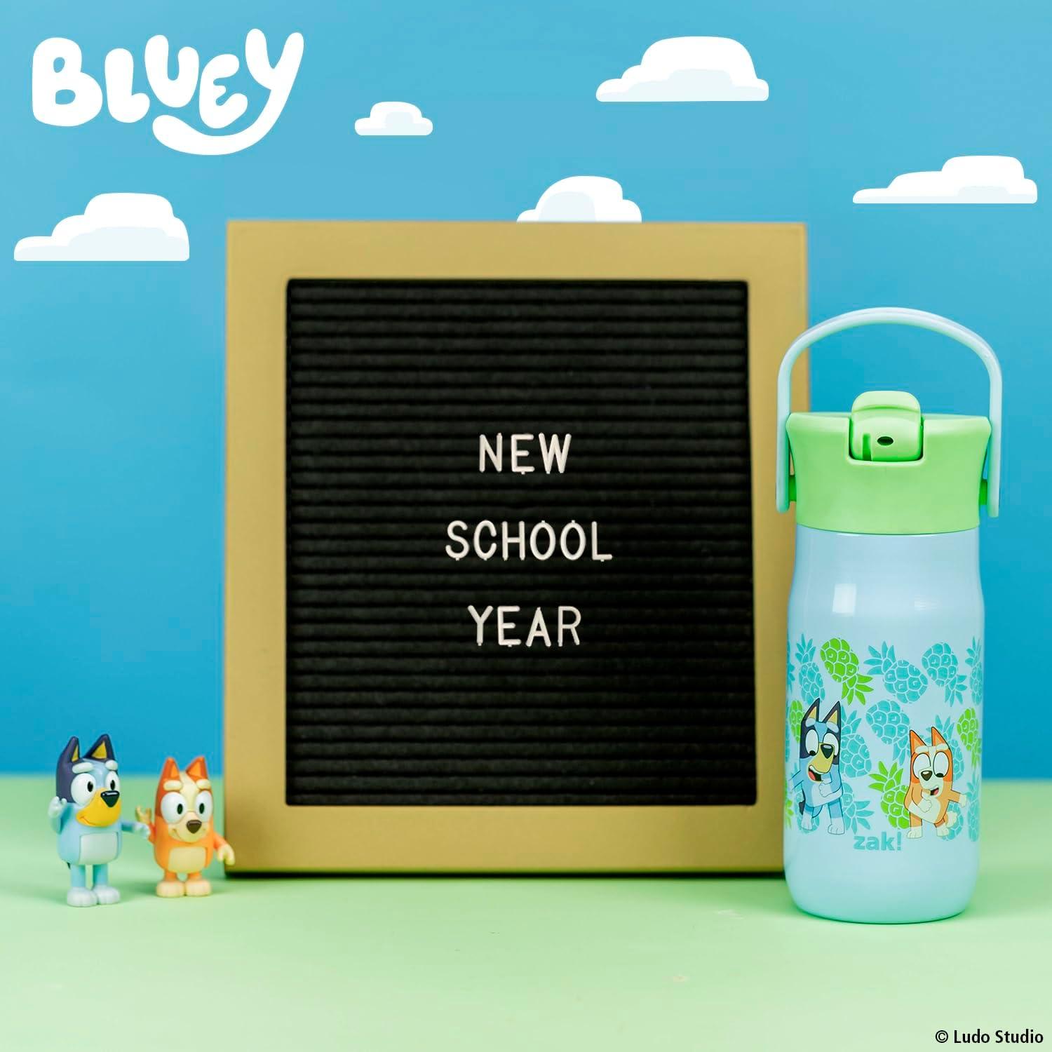 imageZak Designs Harmony Water Bottle Benefiting St Jude For Travel or At Home 32oz Stainless Steel is LeakProof When Closed and Vacuum Insulated with Straw Lid and Carry Handle Purple OmbreBluey Bluey  Bingo  Muffin