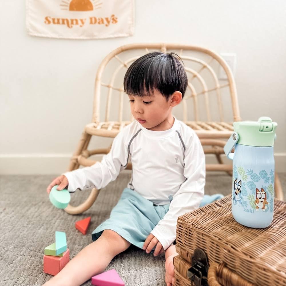 imageZak Designs Harmony Water Bottle Benefiting St Jude For Travel or At Home 32oz Stainless Steel is LeakProof When Closed and Vacuum Insulated with Straw Lid and Carry Handle Purple OmbreBluey Bluey  Bingo  Muffin
