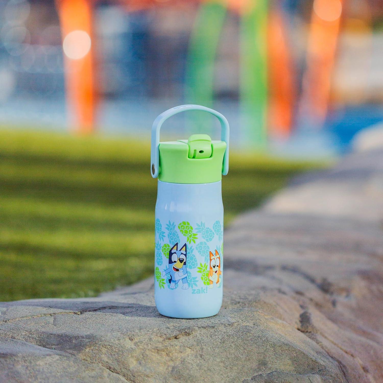 imageZak Designs Harmony Water Bottle Benefiting St Jude For Travel or At Home 32oz Stainless Steel is LeakProof When Closed and Vacuum Insulated with Straw Lid and Carry Handle Purple OmbreBluey Bluey  Bingo  Muffin