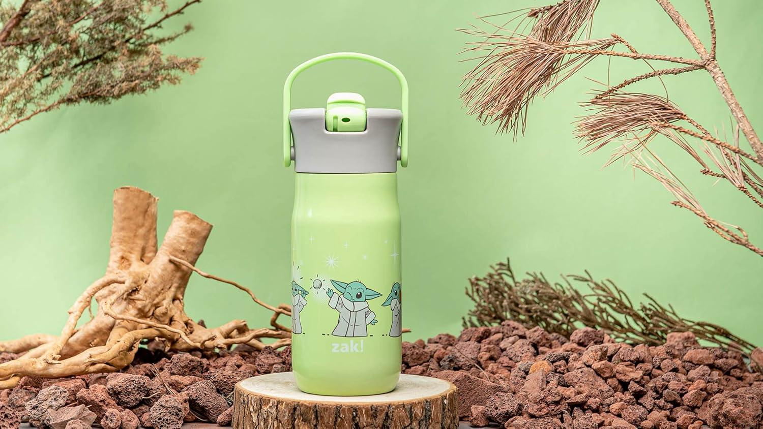 imageZak Designs Harmony Water Bottle Benefiting St Jude For Travel or At Home 32oz Stainless Steel is LeakProof When Closed and Vacuum Insulated with Straw Lid and Carry Handle Purple OmbreBaby Yoda Grogu