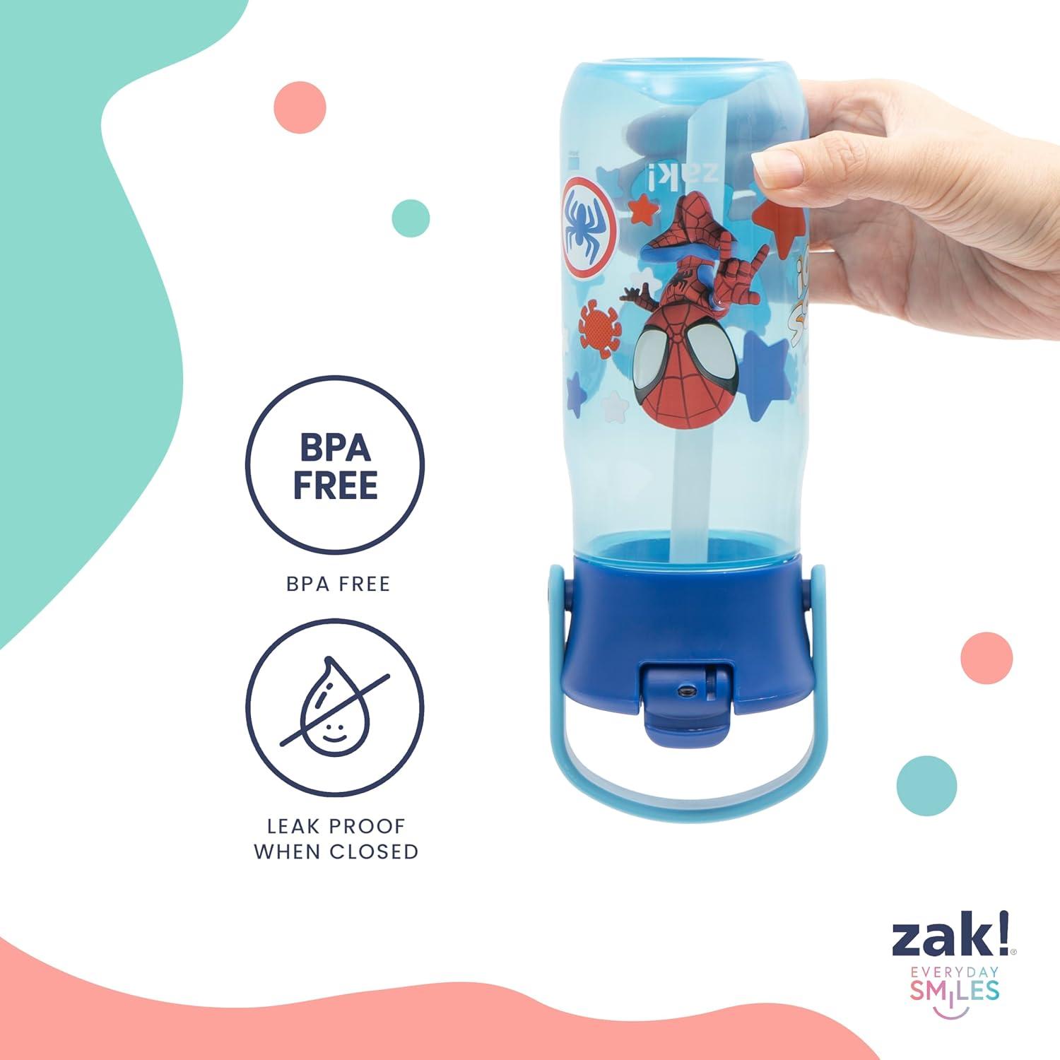 imageZak Designs Harmony Water Bottle Benefiting St Jude For Travel or At Home 32oz Stainless Steel is LeakProof When Closed and Vacuum Insulated with Straw Lid and Carry Handle Purple OmbreMarvel Spidey and His Amazing Friends