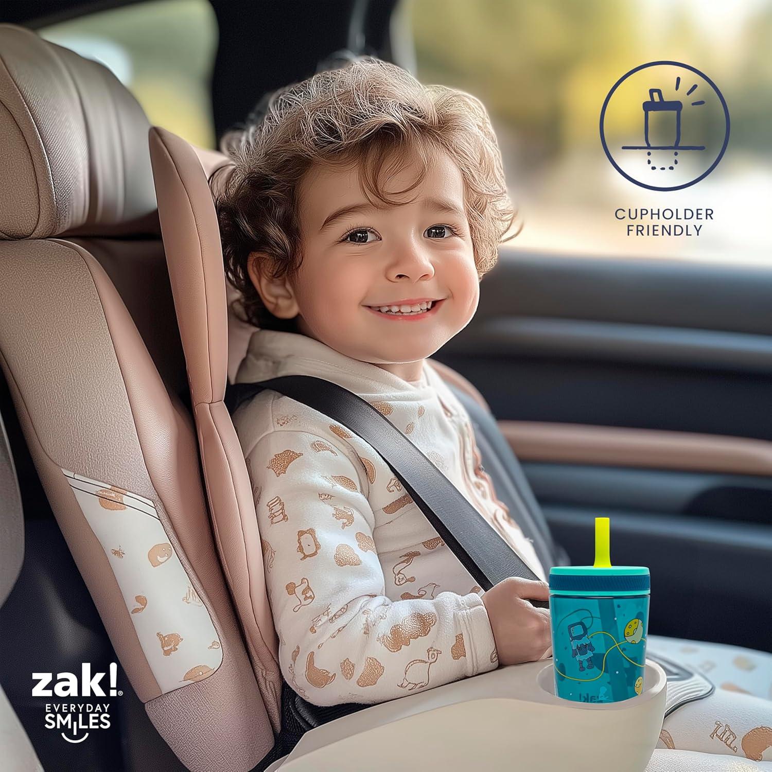 imageZak Designs Kelso Toddler Tumblers Benefiting St Jude For Travel or At Home 15oz 2Pack Durable Plastic Sippy Cups With LeakProof Design is Perfect For Kids Floral and CactusSt Jude Space and Smiles