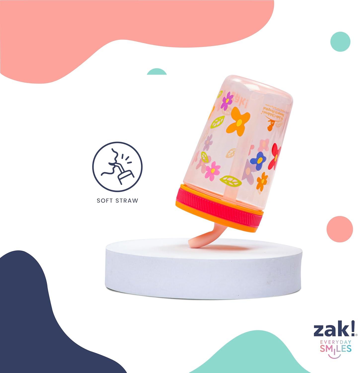 imageZak Designs Kelso Toddler Tumblers Benefiting St Jude For Travel or At Home 15oz 2Pack Durable Plastic Sippy Cups With LeakProof Design is Perfect For Kids Floral and CactusSt Jude Floral and Cactus