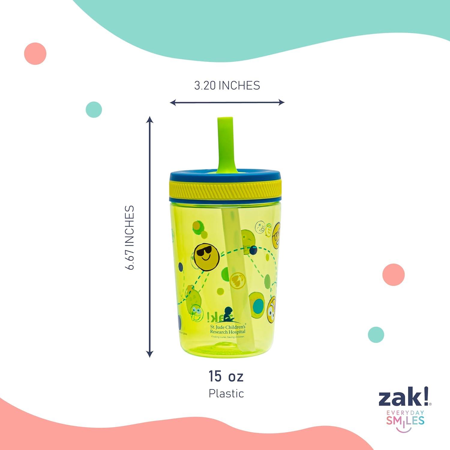 imageZak Designs Kelso Toddler Tumblers Benefiting St Jude For Travel or At Home 15oz 2Pack Durable Plastic Sippy Cups With LeakProof Design is Perfect For Kids Floral and CactusSt Jude Space and Smiles
