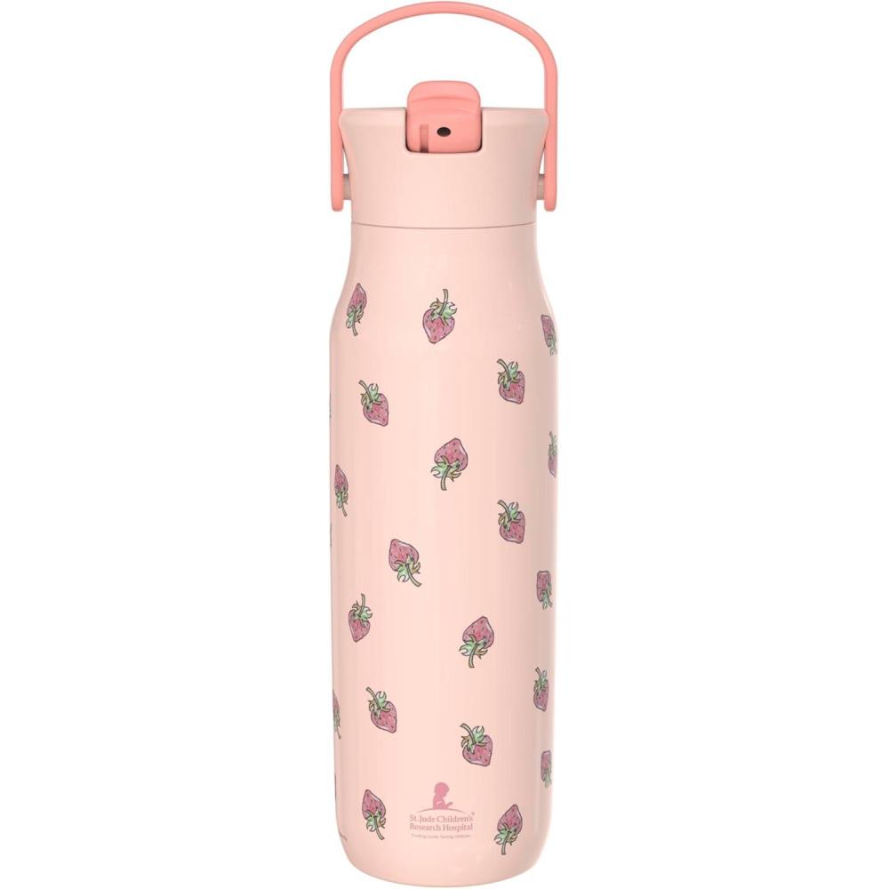 imageZak Designs Harmony Water Bottle Benefiting St Jude For Travel or At Home 32oz Stainless Steel is LeakProof When Closed and Vacuum Insulated with Straw Lid and Carry Handle Purple OmbreSt Jude Strawberry
