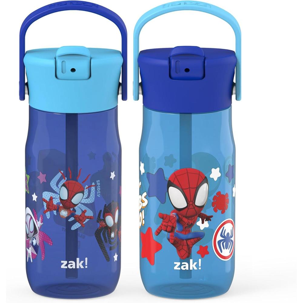 imageZak Designs Harmony Water Bottle Benefiting St Jude For Travel or At Home 32oz Stainless Steel is LeakProof When Closed and Vacuum Insulated with Straw Lid and Carry Handle Purple OmbreMarvel Spidey and His Amazing Friends