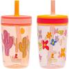 imageZak Designs Kelso Toddler Tumblers Benefiting St Jude For Travel or At Home 15oz 2Pack Durable Plastic Sippy Cups With LeakProof Design is Perfect For Kids Floral and CactusSt Jude Floral and Cactus