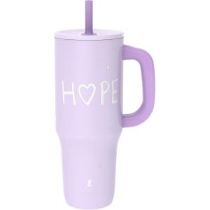 imageZak Designs Sutton Travel Tumbler Benefiting St Jude For On the Go 40oz Stainless Steel with Vacuum Insulation Silicone Straw and Carry Handle for Cold Drinks HopeSt Jude Hope