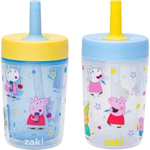 imageZak Designs Bluey Capri Toddler Tumbler For Travel or At Home 10oz 2Pack Durable Plastic Sippy Cups With Handle and LeakProof Design are Perfect For Kids Bluey and BingoPeppa Pig 9oz