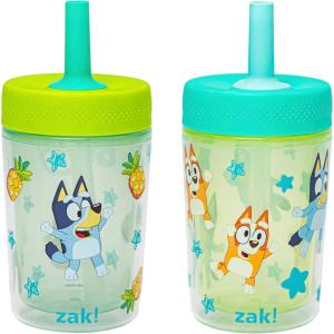 imageZak Designs Bluey Capri Toddler Tumbler For Travel or At Home 10oz 2Pack Durable Plastic Sippy Cups With Handle and LeakProof Design are Perfect For Kids Bluey and BingoBluey 9oz