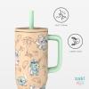 imageZak Designs Disney Sutton Travel Tumbler for On the Go 30oz Stainless Steel with Vacuum Insulation Silicone Straw and Carry Handle for Cold Drinks Stitch AngelStitch