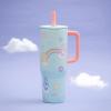 imageZak Designs Disney Sutton Travel Tumbler for On the Go 30oz Stainless Steel with Vacuum Insulation Silicone Straw and Carry Handle for Cold Drinks Stitch AngelCare Bears
