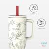 imageZak Designs Disney Sutton Travel Tumbler for On the Go 30oz Stainless Steel with Vacuum Insulation Silicone Straw and Carry Handle for Cold Drinks Stitch AngelMickey Mouse