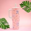 imageZak Designs Harry Potter Sutton Travel Tumbler for On the Go 30oz Stainless Steel with Vacuum Insulation Silicone Straw and Carry Handle for Cold Drinks HogwartsStitch