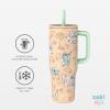 imageZak Designs Harry Potter Sutton Travel Tumbler for On the Go 30oz Stainless Steel with Vacuum Insulation Silicone Straw and Carry Handle for Cold Drinks HogwartsStitch