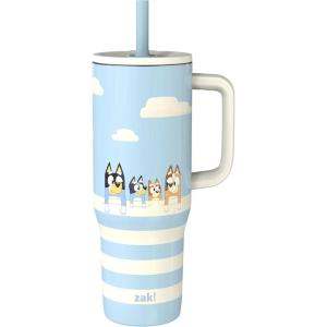 imageZak Designs Disney Sutton Travel Tumbler for On the Go 30oz Stainless Steel with Vacuum Insulation Silicone Straw and Carry Handle for Cold Drinks Stitch AngelBluey