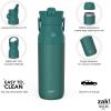 imageZak Designs Harmony Water Bottle for Travel or At Home 32oz Recycled Stainless Steel is LeakProof When Closed and Vacuum Insulated with Straw Lid and Carry Handle Emerald Green