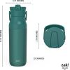imageZak Designs Harmony Water Bottle for Travel or At Home 32oz Recycled Stainless Steel is LeakProof When Closed and Vacuum Insulated with Straw Lid and Carry Handle Emerald Green