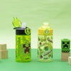 image:imageZak Designs Sesame Street Sage Kids Water Bottle For School or Travel 16oz Durable Plastic Water Bottle With Straw Handle and LeakProof PopUp Spout Cover 2Pack Set Elmo amp FriendsMinecraft Creeper